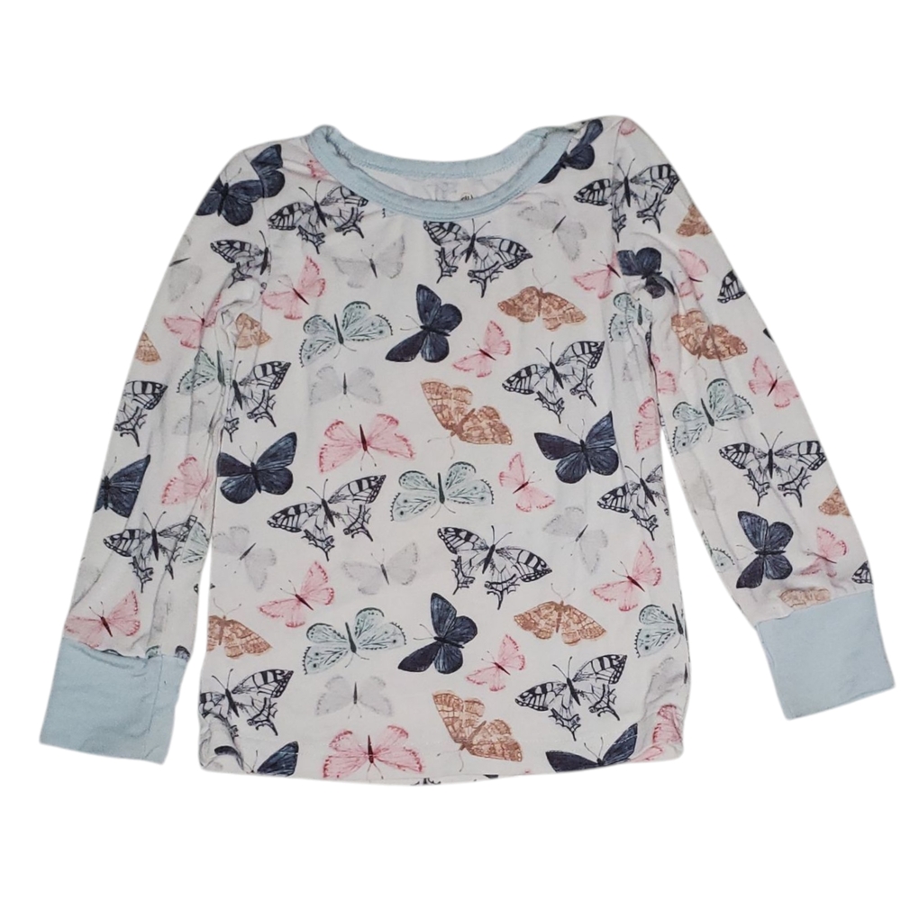 Caden Lane Long-sleeve Pajama Top Butterfly Tan Baby Girls 12-18 Months